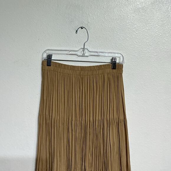 Banjo Tan Vintage Pleated Maxi Skirt Sz M - Picture 3 of 12